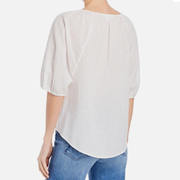 Beach Lunch Lounge Womens Tie Front Elbow Sleeves Pullover Top - Picture 2 of 2